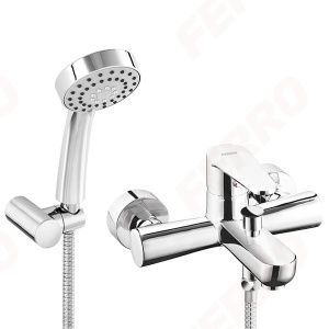 Baterie cada dus cu set de dus inclus Algeo Ferro, crom - Img 1