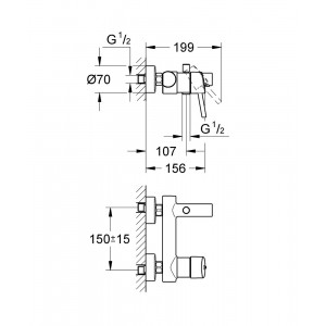 32211001  Baterie pentru cada-dus Grohe Concetto schita tehnica 