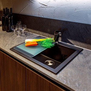 Chiuveta bucatarie granit CookingAid Cube ON5610 Neagra Nanostone Deep Black + accesorii montaj - Img 10