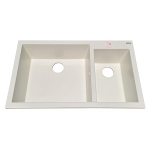 Chiuveta bucatarie granit dubla cu 2 cuve CookingAid Cube ON8620 Alba Galbui / Jasmine + accesorii montaj - Img 15