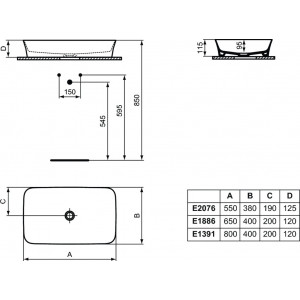 Lavoar cu montaj pe blat Ideal Standard Ipalyss 80 cm, alb - Img 5