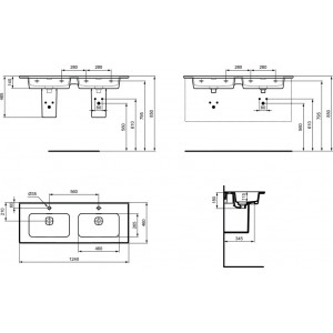Lavoar Strada II Ideal Standard cu orificiu pentru baterie, 124 cm - Img 2