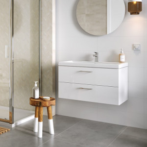 Set mobilier suspendat cu lavoar Cersanit Lara Como, 60cm, alb - Img 1