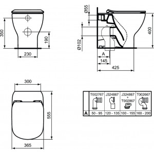 Vas wc stativ Aquablade cu capac soft close si bideu Tesi Ideal Standard, negru mat - Img 4