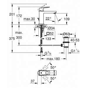 Baterie lavoar monocomanda Grohe Eurocube, crom - Img 18