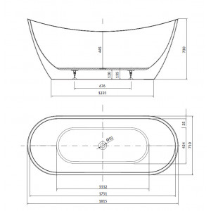 Cada freestanding dubla ovala Zen Cersanit, 182 x 71 cm - Img 8
