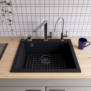Chiuveta bucatarie granit CookingAid Cube ON5610 Neagra Nanostone Deep Black + accesorii montaj - Img 11