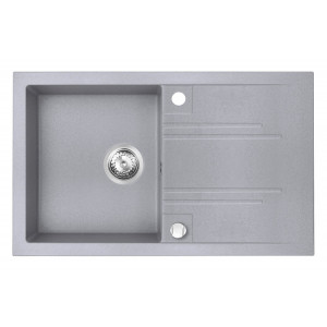 Chiuveta cu o cuva si picurator Mezzo Ferro 78x48 cm, gri - Img 1