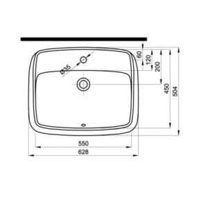 Lavoar Kolo Nova Pro rectangular sub blat, 55 cm - Img 2