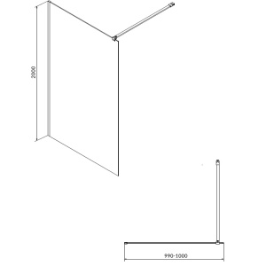 Paravan de dus tip Walk- In Mille Cersanit cu profil crom, 100 cm - Img 2