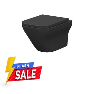Set B575 vas WC suspendat Larga Square CleanOn cu capac duroplast Slim Wrap, antracit mat - Img 1