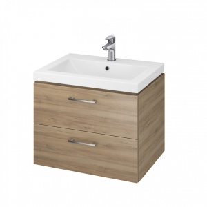 Set mobilier suspendat cu lavoar Cersanit Lara Como Naxos 60cm, nuc - Img 2