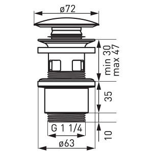 Ventil Ferro click-clack cu dop ceramic negru D1 1/4” - Img 2
