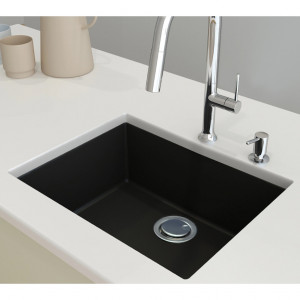 Chiuveta bucatarie granit CookingAid Cube ON5610 Neagra Nanostone Deep Black + accesorii montaj - Img 2