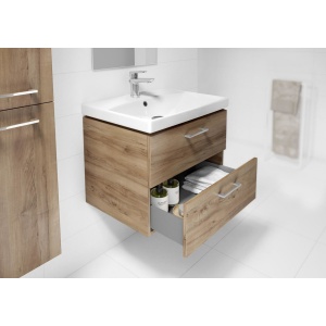 Set mobilier suspendat cu lavoar Cersanit Lara Como Naxos 60cm, nuc - Img 3
