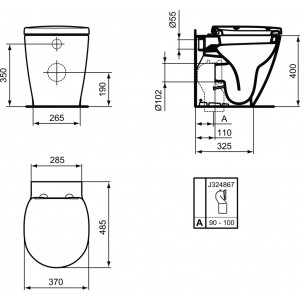 Vas WC stativ pentru rezervor incastrat, lipit de perete Connect Space Ideal Standard - Img 3