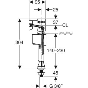 Valva de umplere Geberit tip 340, racord la apa de jos, 3/8", niplu din alama - Img 3