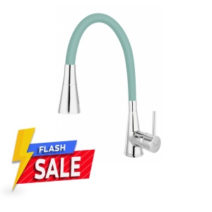 Baterie stativa bucatarie Zumba Ferro II cu pipa flexibila, verde menta - Img 3