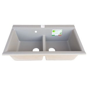 Chiuveta bucatarie granit dubla cu 2 cuve CookingAid Kinga LX8620 Maro Trufa / Truffle + accesorii montaj - Img 5