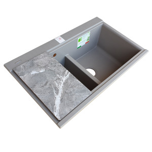 Chiuveta bucatarie granit dubla cu 2 cuve CookingAid Kinga LX8620 Maro Trufa / Truffle + accesorii montaj - Img 15