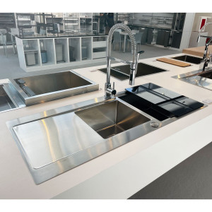 Chiuveta bucatarie inox CookingAid EVO 116 dubla cu 2 cuve + picurator si ventil automat reversibila stanga/dreapta + accesorii montaj - Img 17