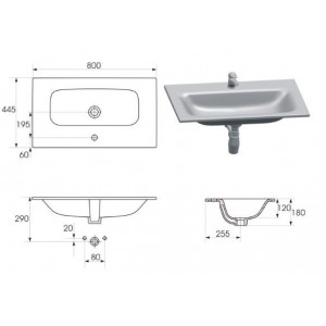 Lavoar incastra pentru mobilier Cersanit Moduo, 80 cm - Img 8