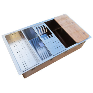 Set accesorii CookingAid MASTER BOX LUX compus din Colander + Easy Drainer + Tocator lemn - Img 8