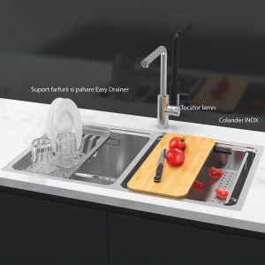 Set accesorii CookingAid MASTER BOX LUX compus din Colander + Easy Drainer + Tocator lemn - Img 18