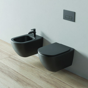 Set Vas wc suspendat Ideal Standard Tesi Aquablade cu capac soft close, negru mat - Img 4