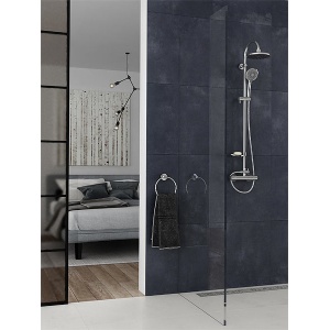 Sistem de dus cu baterie termostatata Ferro Trinity, crom - Img 1