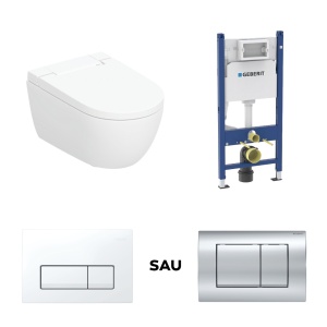 Vas wc suspendat cu functie de bideu si capac softclose Geberit AquaClean Alba + cadou Rezervor incastrat Geberit Delta cu clapeta - Img 1