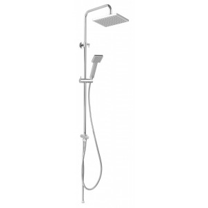 Baterie pentru lavoar si baterie cada dus Stratos cu set de dus Wizard Square Ferro, crom - Img 6