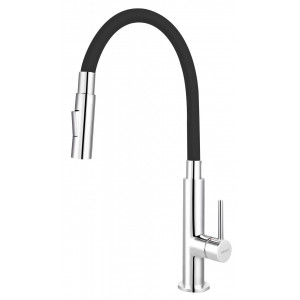 Baterie stativa bucatarie Zumba Slim 2F Ferro cu pipa flexibila, negru - Img 3