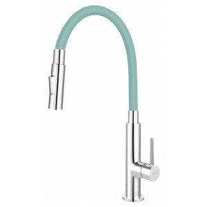 Baterie stativa bucatarie Zumba Slim 2F Ferro cu pipa flexibila, verde menta - Img 1