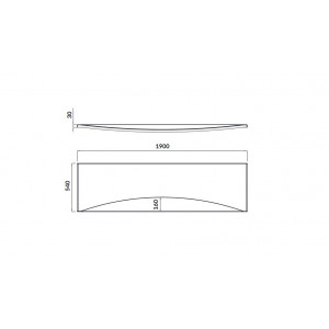 S401-114 schita tehnica   Masca frontala pentru cada Cersanit Virgo/Zen,190 cm 