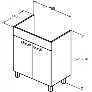 Mobilier stativ pentru lavoar Ideal Standard Tempo, 70 cm gri intermediar - Img 2