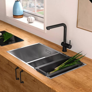 Picurator NEGRU CookingAid Tip Tavita Perforata pentru chiuvete din Inox sau Granit - Img 4