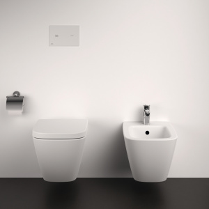 Prepack Geberit Delta rezervor incastrat cu clapeta Delta20 crom lucios si vas wc suspendat Rimless iLife B Ideal Standard cu capac soft close - Img 3