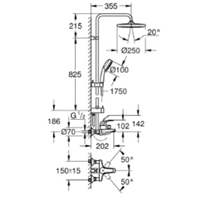 Set dus Grohe Tempesta Cosmo System 250 dual shower cu baterie cada dus - Img 2