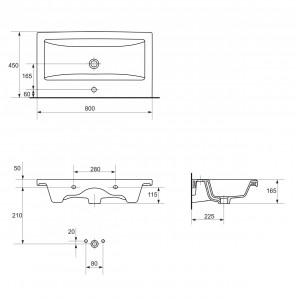 Set mobilier suspendat cu lavoar Cersanit Lara Como, 80 cm, alb - Img 5