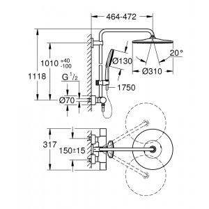 Sistem de dus Grohe Rainshower SmartActive 310 cu terrmostat - Img 4