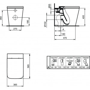 Vas wc stativ lipit de perete Ideal Standard Blend Cube Aquablade - Img 2