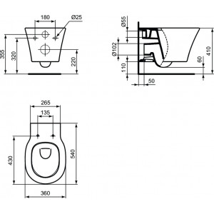 Vas wc suspendat Ideal Standard Connect Air AquaBlade, negru mat - Img 2