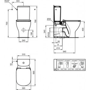 Pachet vas wc stativ cu rezervor si capac cu inchidere lenta Tesi Aquablade Ideal Standard, negru mat - Img 6