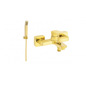 Set 2 in 1 baterie cada dus Ferro Vitto VerdeLine Gold cu set de dus Jive, auriu - Img 3