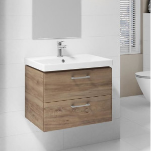 Set mobilier suspendat cu lavoar Cersanit Lara Como 80cm, nuc DSM - Img 1