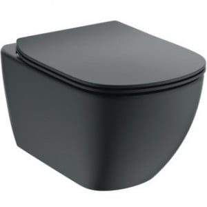 Set Vas wc suspendat Ideal Standard Tesi Aquablade cu capac soft close, negru mat - Img 1