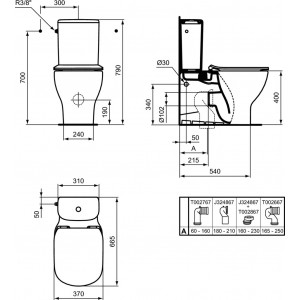 Vas wc stativ pentru combinare Ideal Standard Tesi Aquablade - Img 2