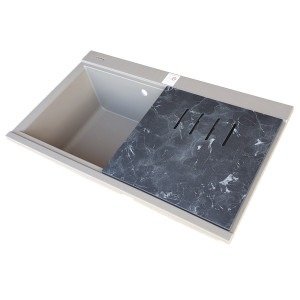 Chiuveta bucatarie granit dubla cu 2 cuve CookingAid Kinga LX8620 Maro Trufa / Truffle + accesorii montaj - Img 18