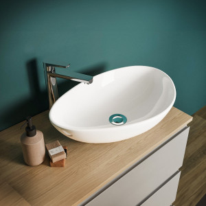 Lavoar asimetric cu montaj pe blat Moduo Cersanit, 55 cm - Img 1